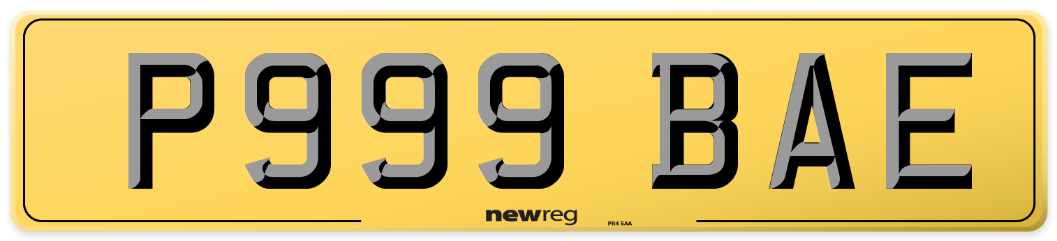 P999 BAE Rear Number Plate