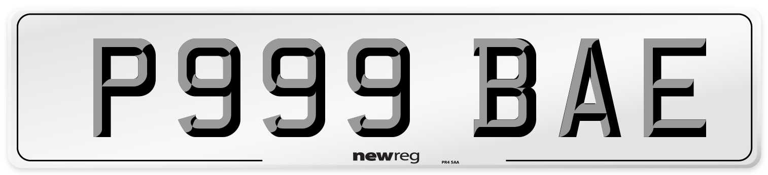 P999 BAE Front Number Plate