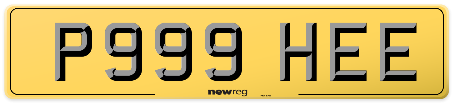 P999 HEE Rear Number Plate
