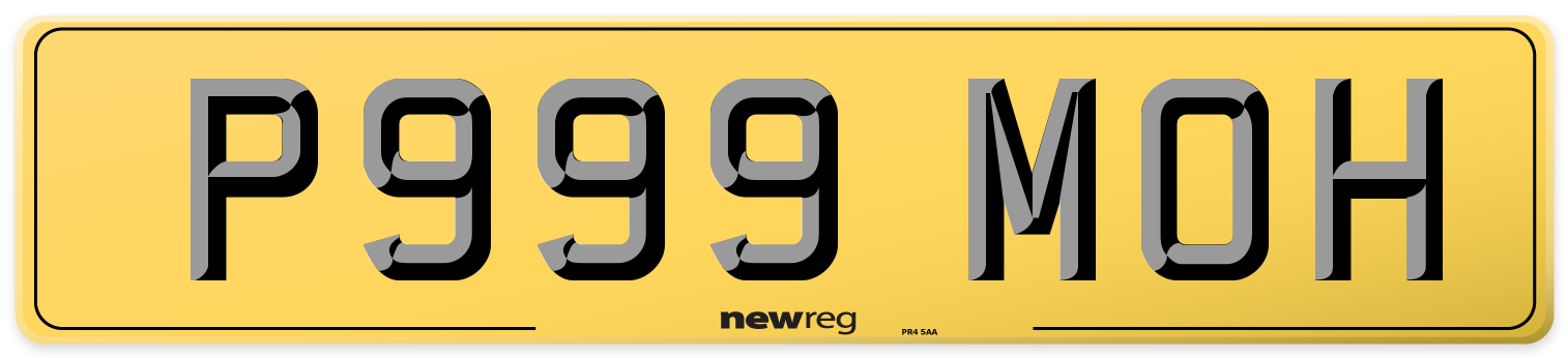 P999 MOH Rear Number Plate