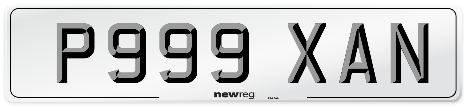 P999 XAN Front Number Plate