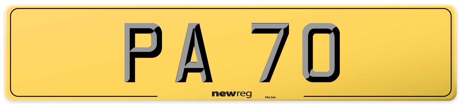 PA 70 Rear Number Plate