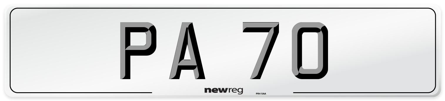 PA 70 Front Number Plate