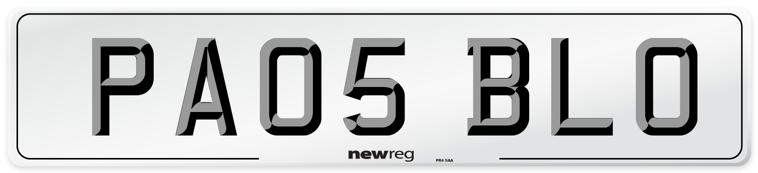 PA05 BLO Front Number Plate
