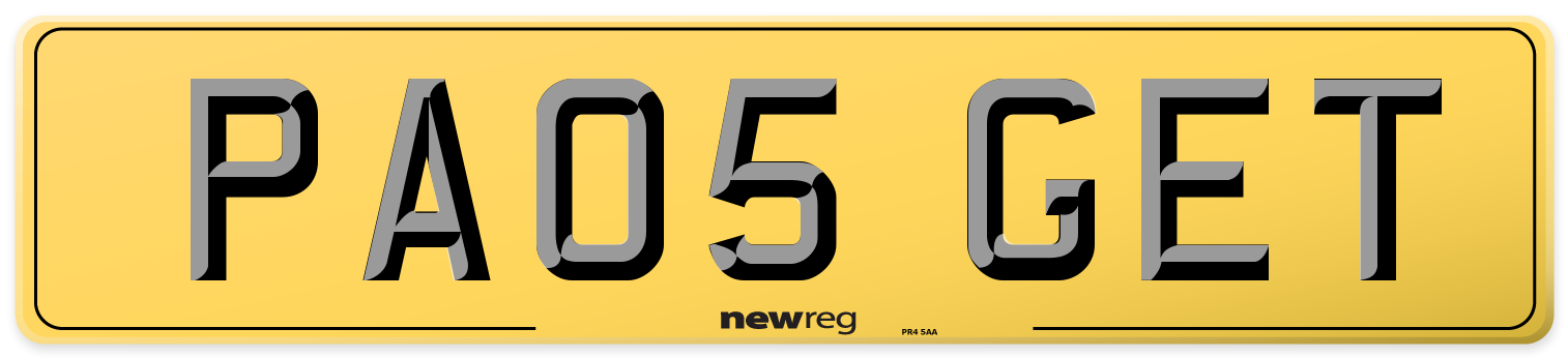 PA05 GET Rear Number Plate