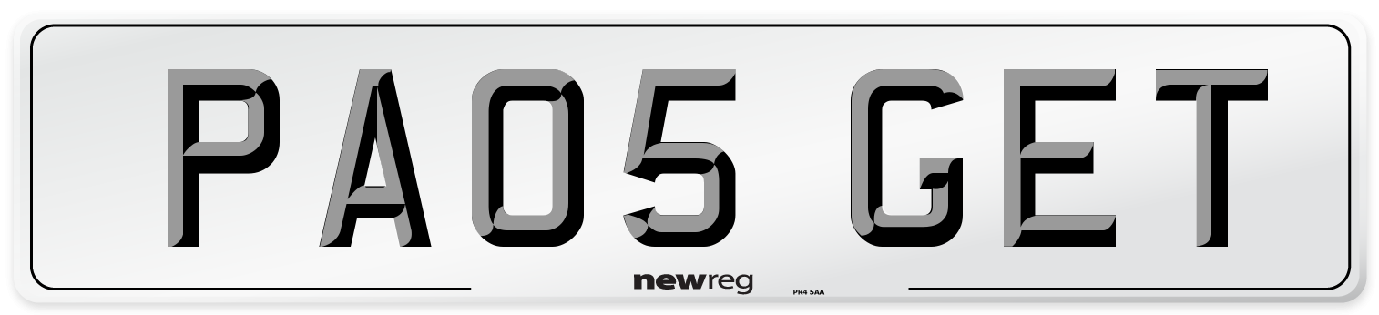PA05 GET Front Number Plate