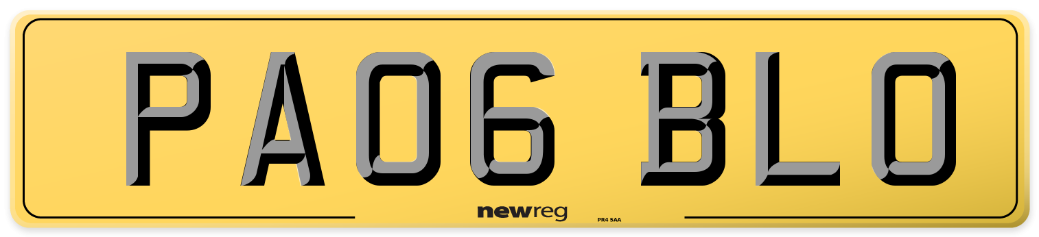 PA06 BLO Rear Number Plate