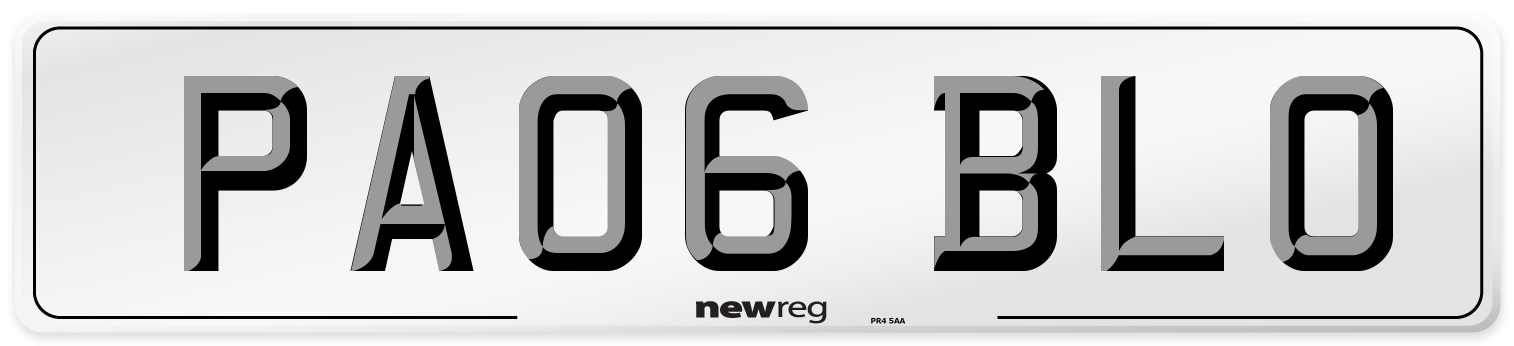 PA06 BLO Front Number Plate