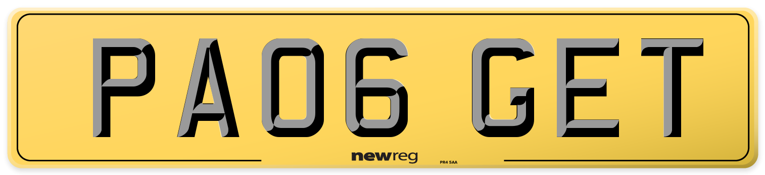 PA06 GET Rear Number Plate