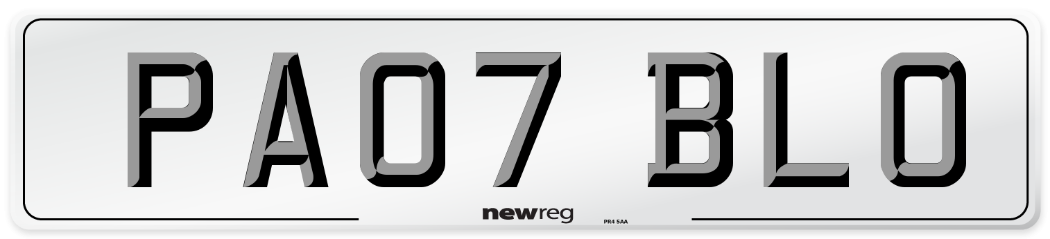 PA07 BLO Front Number Plate