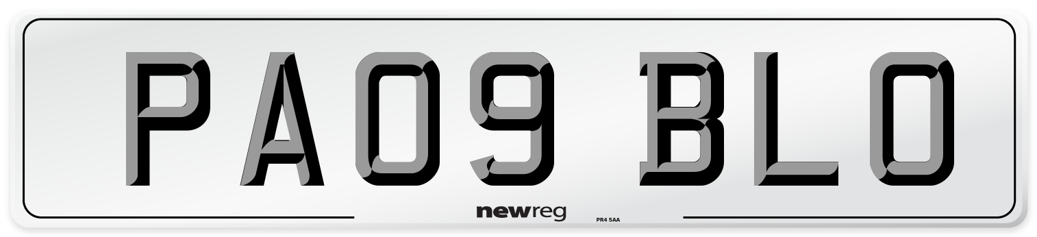 PA09 BLO Front Number Plate