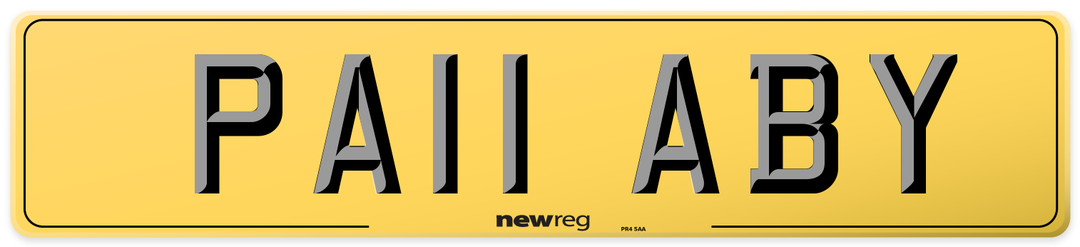 PA11 ABY Rear Number Plate