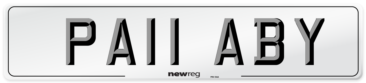 PA11 ABY Front Number Plate