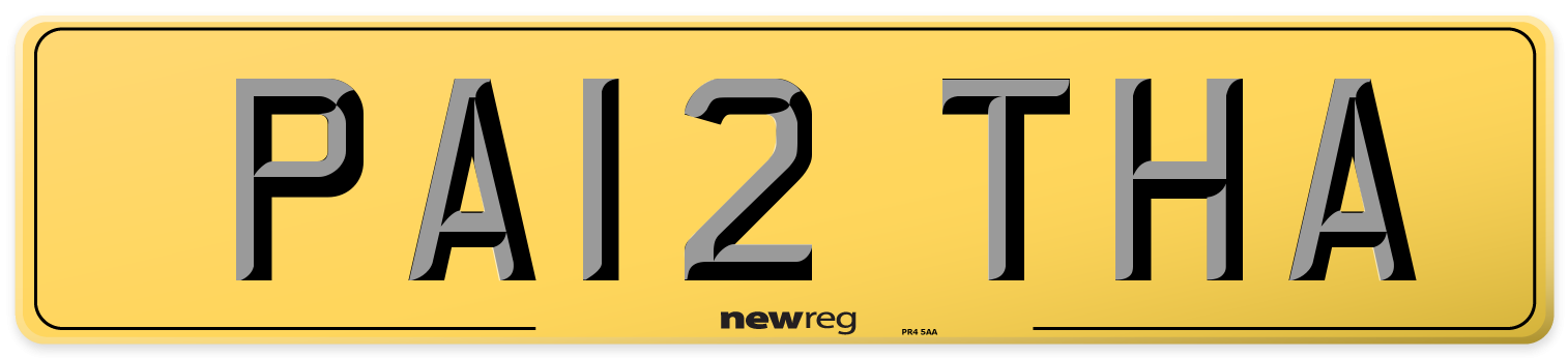 PA12 THA Rear Number Plate