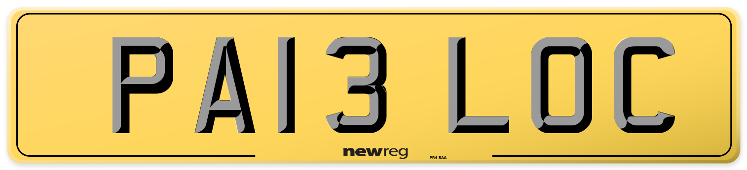 PA13 LOC Rear Number Plate
