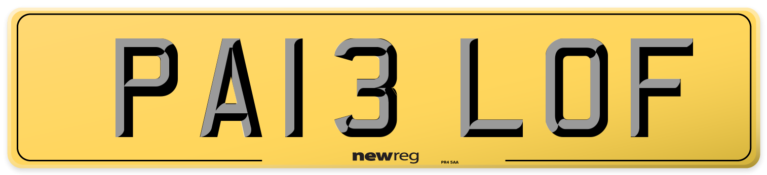 PA13 LOF Rear Number Plate