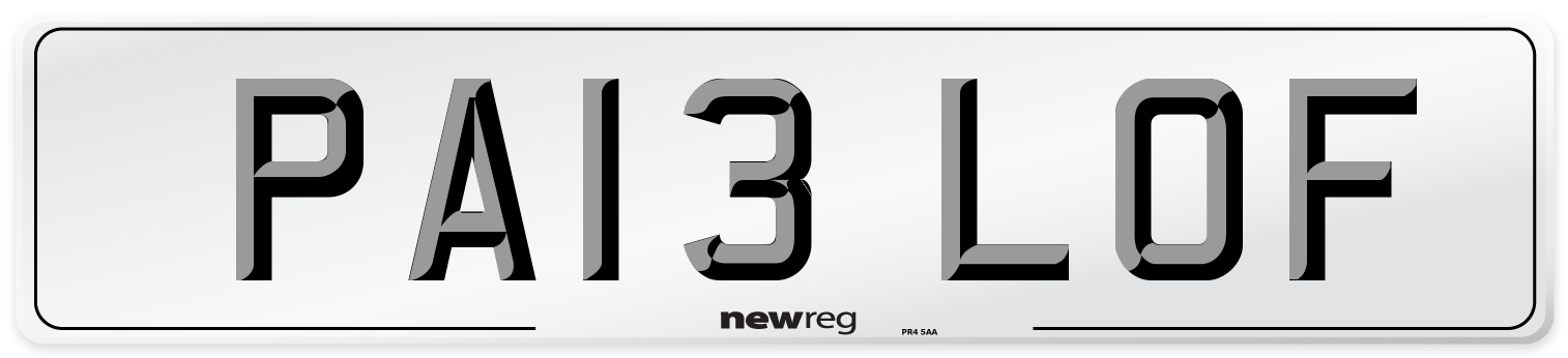 PA13 LOF Front Number Plate