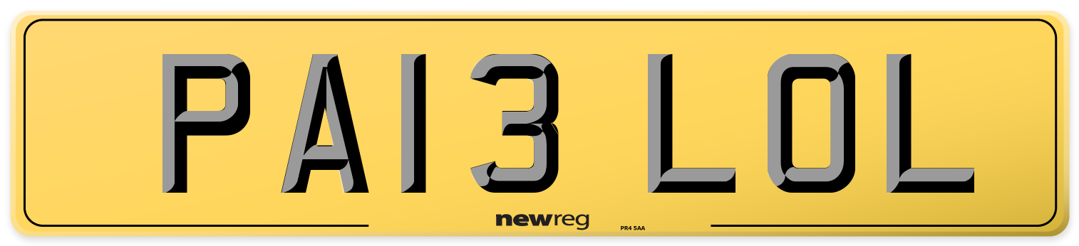 PA13 LOL Rear Number Plate