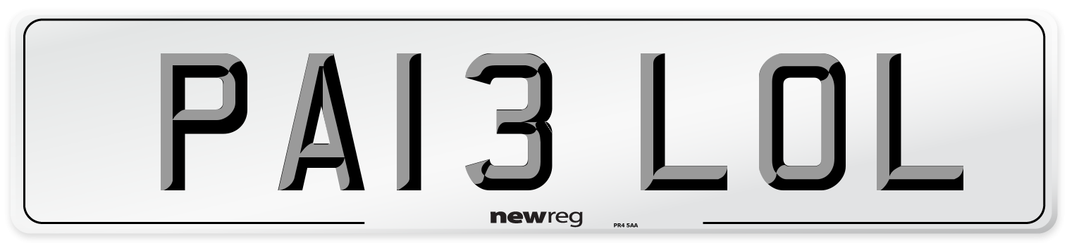 PA13 LOL Front Number Plate