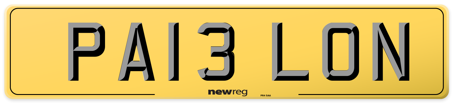 PA13 LON Rear Number Plate