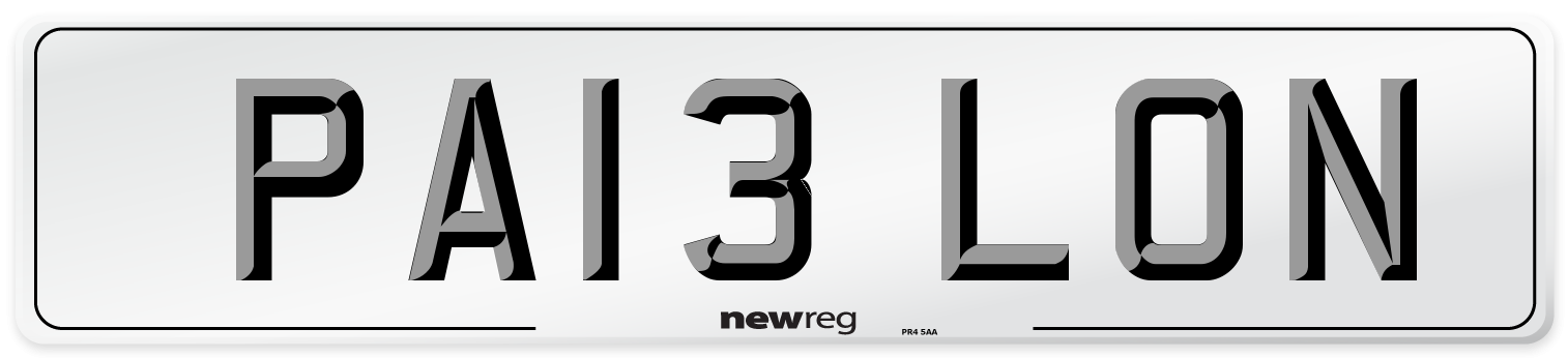 PA13 LON Front Number Plate