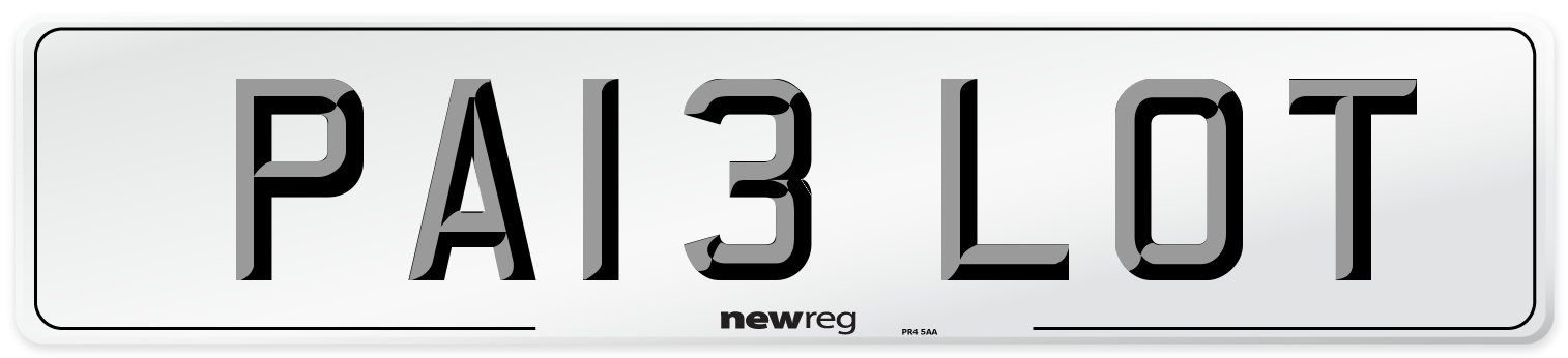 PA13 LOT Front Number Plate