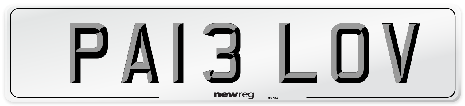 PA13 LOV Front Number Plate