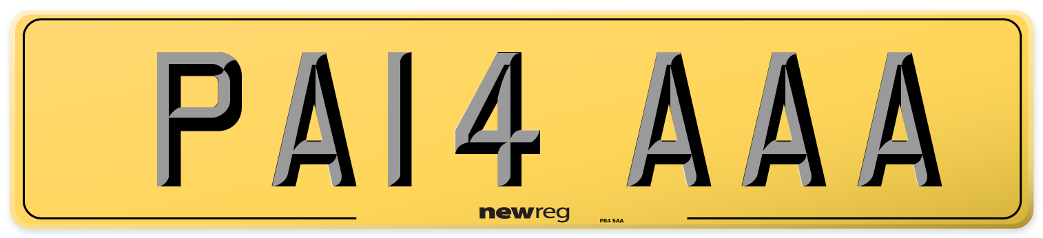 PA14 AAA Rear Number Plate