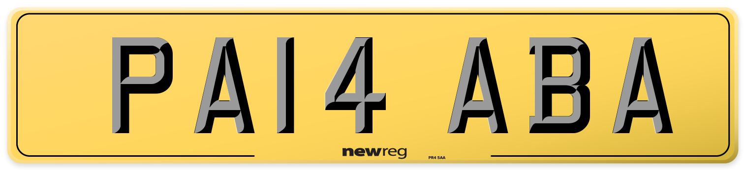 PA14 ABA Rear Number Plate