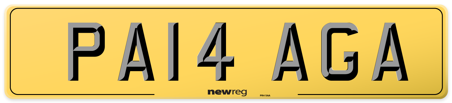 PA14 AGA Rear Number Plate