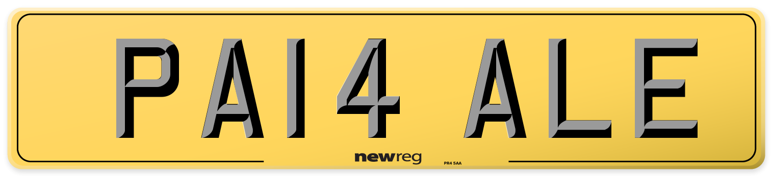 PA14 ALE Rear Number Plate
