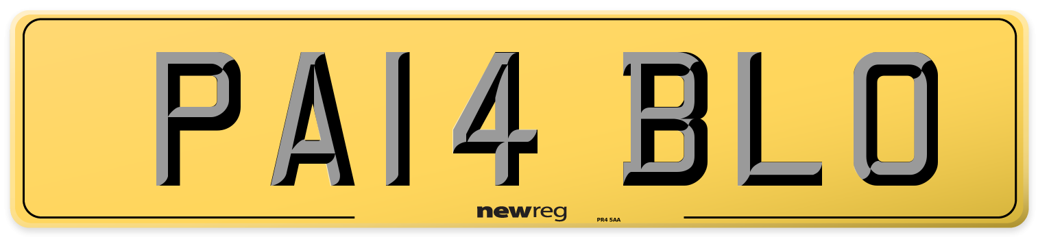 PA14 BLO Rear Number Plate