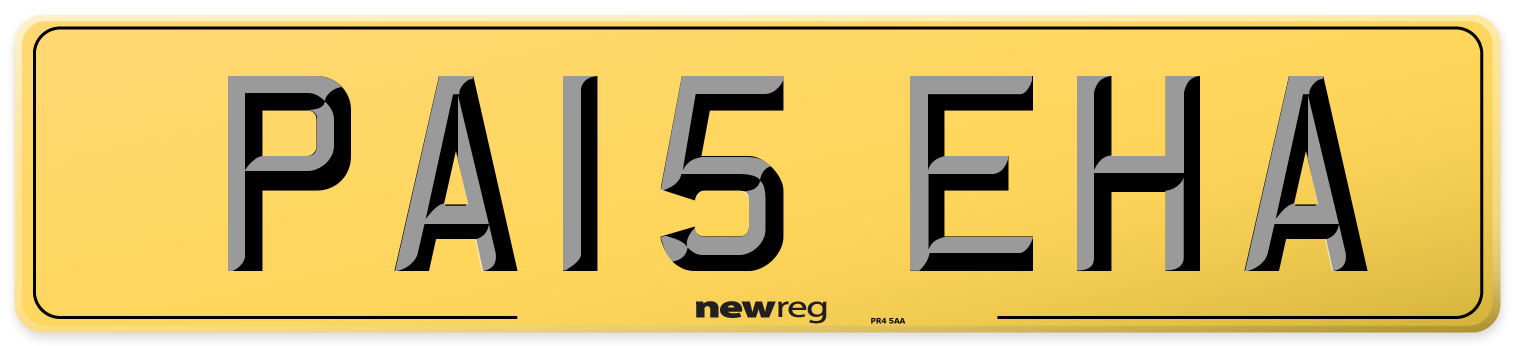 PA15 EHA Rear Number Plate