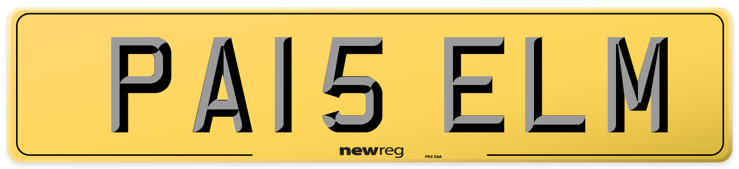 PA15 ELM Rear Number Plate
