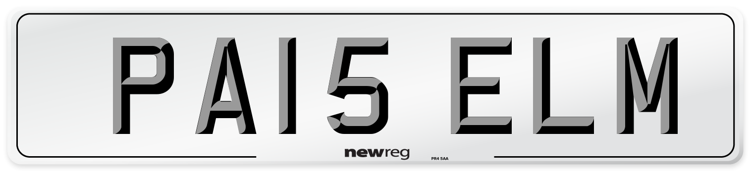 PA15 ELM Front Number Plate