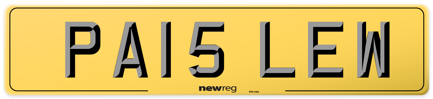 PA15 LEW Rear Number Plate