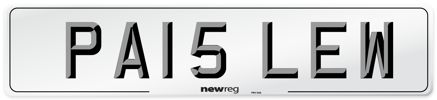 PA15 LEW Front Number Plate