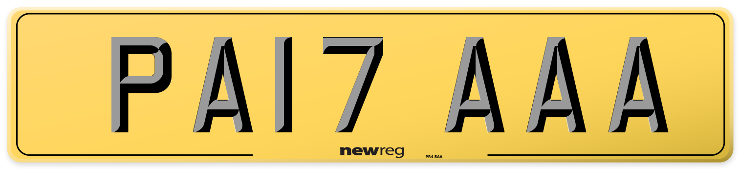 PA17 AAA Rear Number Plate