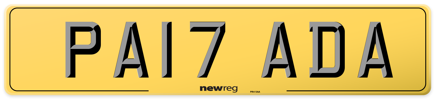 PA17 ADA Rear Number Plate