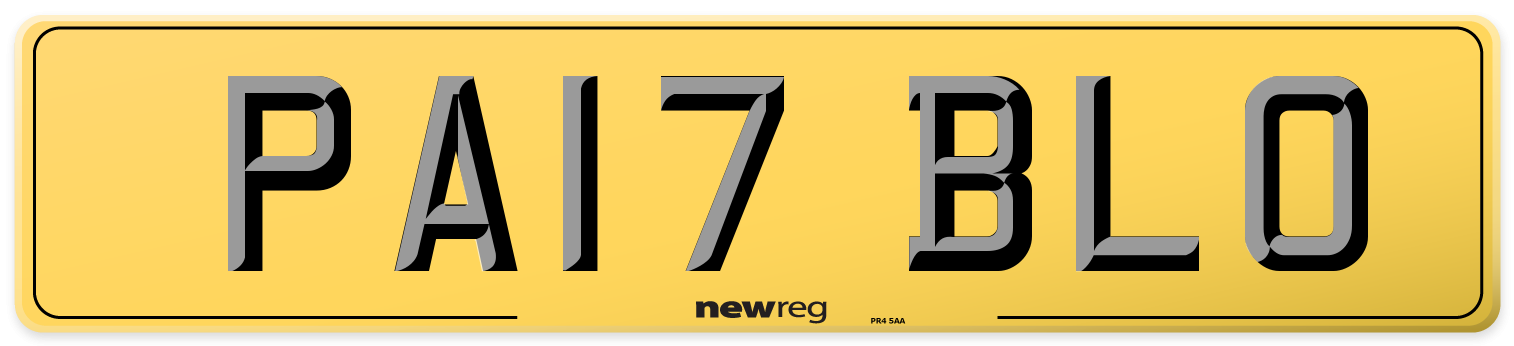 PA17 BLO Rear Number Plate