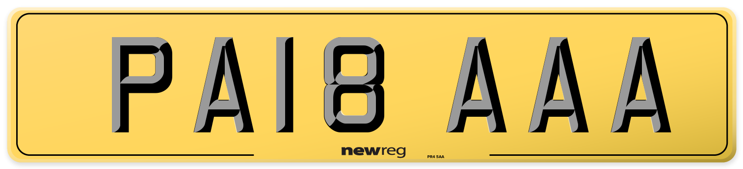 PA18 AAA Rear Number Plate