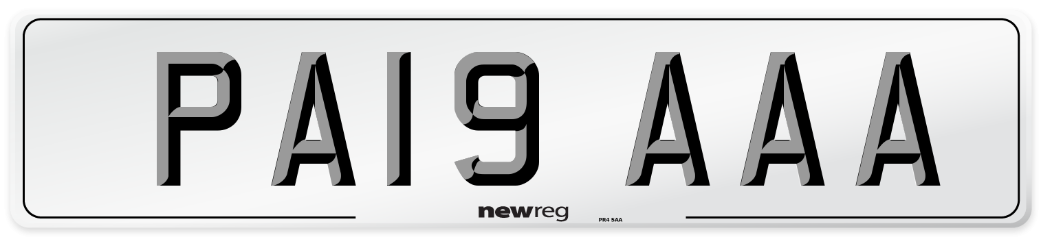 PA19 AAA Front Number Plate