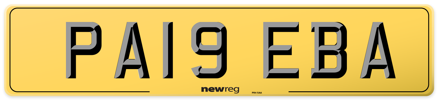 PA19 EBA Rear Number Plate