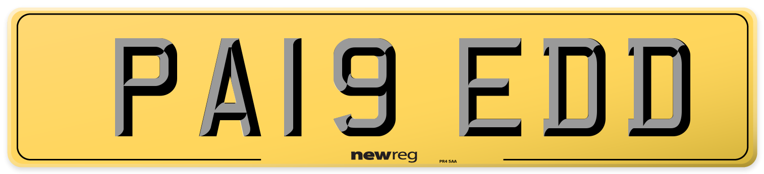 PA19 EDD Rear Number Plate