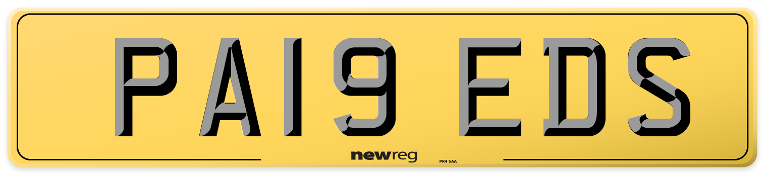 PA19 EDS Rear Number Plate