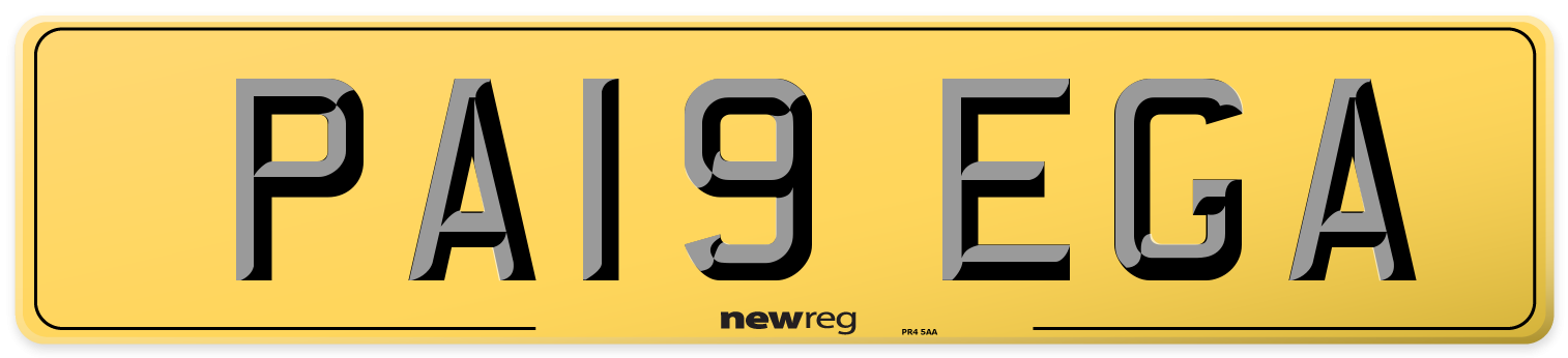 PA19 EGA Rear Number Plate