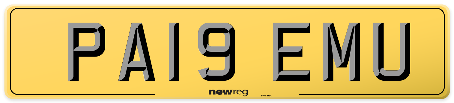 PA19 EMU Rear Number Plate