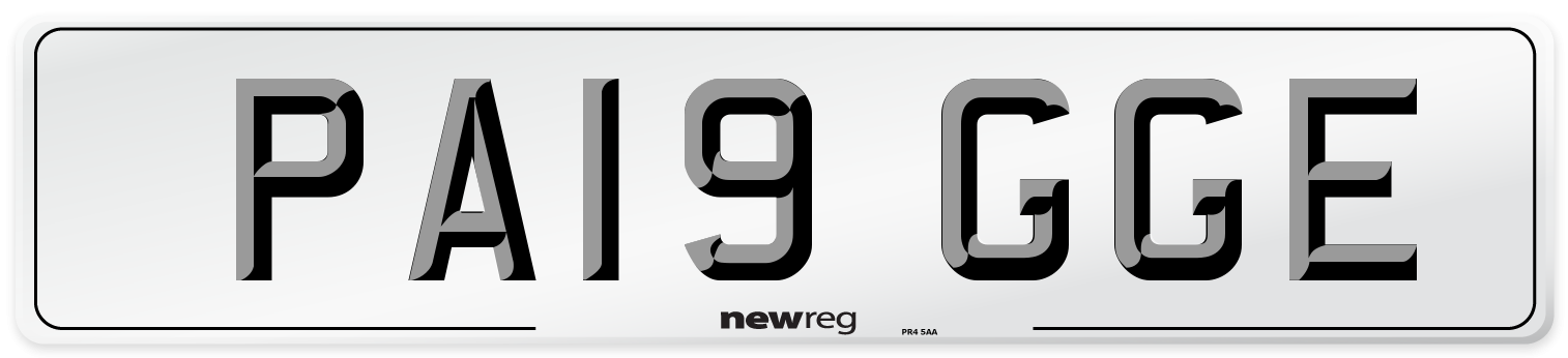 PA19 GGE Front Number Plate