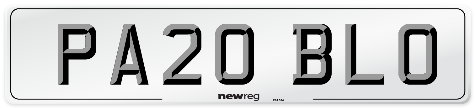 PA20 BLO Front Number Plate