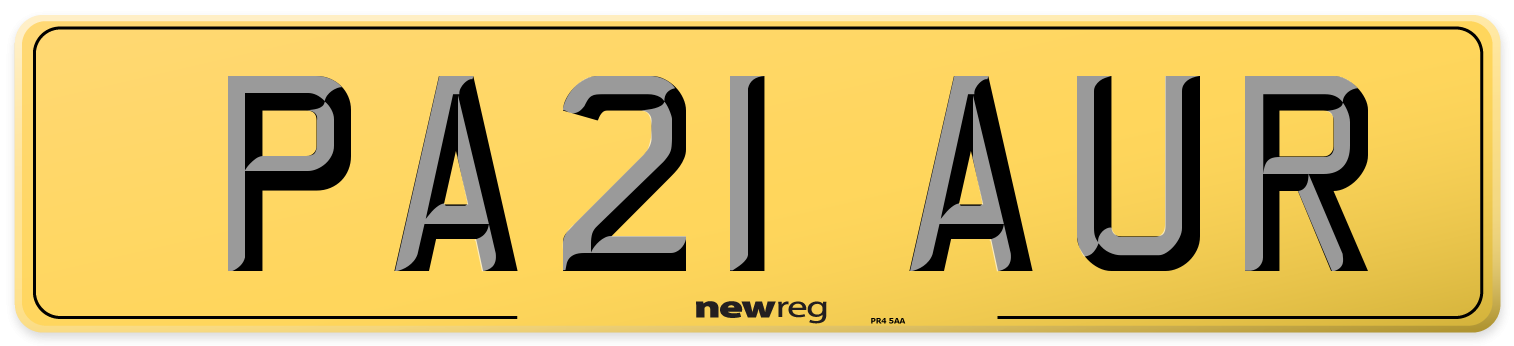 PA21 AUR Rear Number Plate